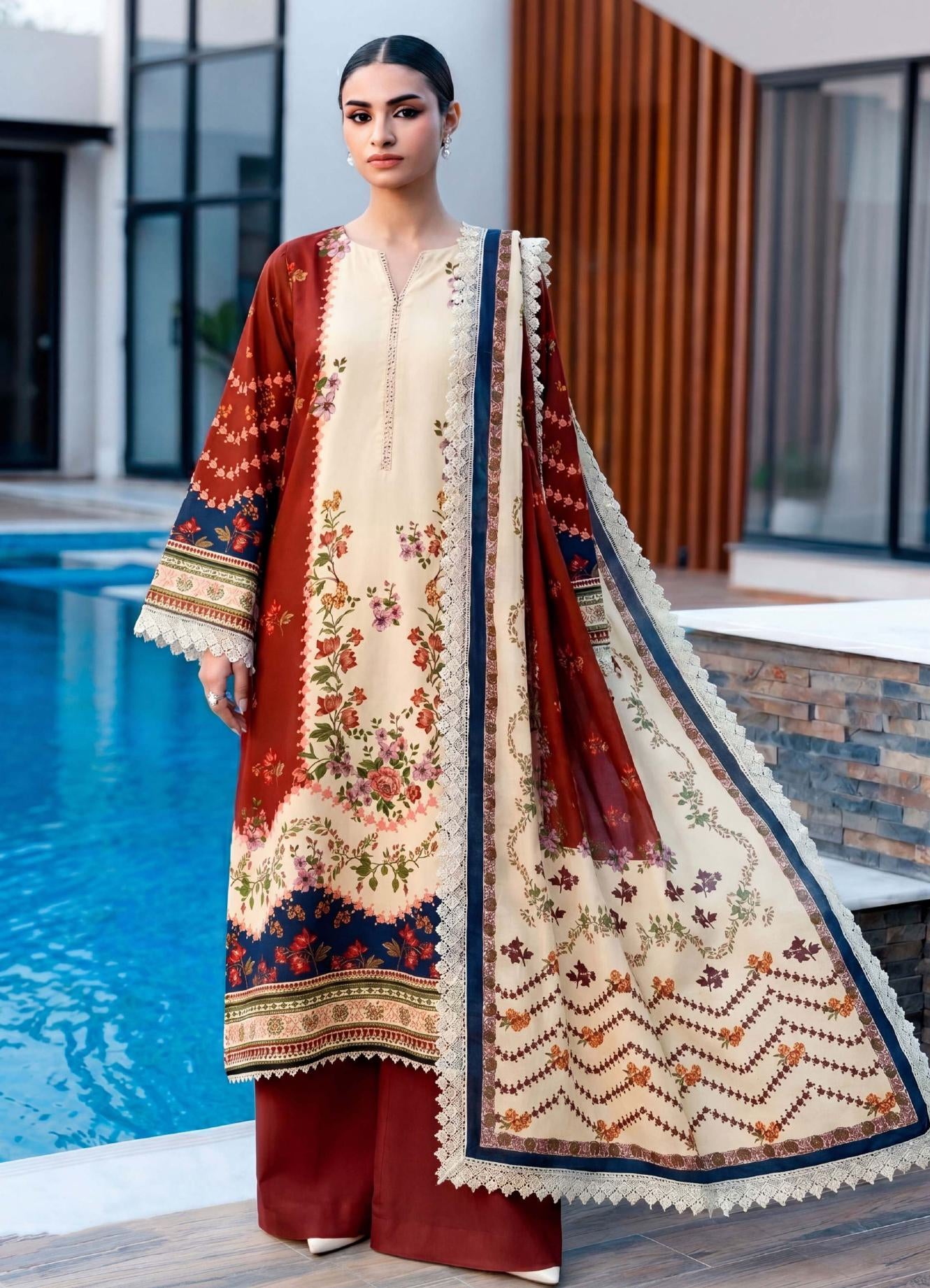 3PC UN-STITCHED LAWN