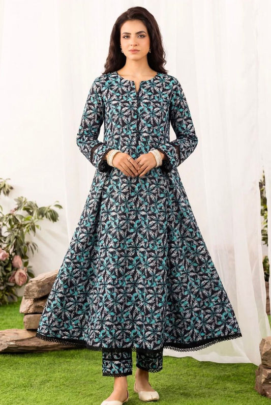 Elegant Black 2 Piece Unstitched Lawn Suit – Soft & Breathable Summer Wear