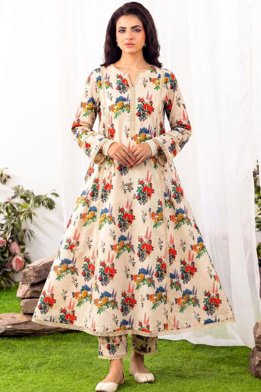 Elegant Skin Tone 2 Piece Unstitched Lawn Suit – Soft & Graceful Summer Wear