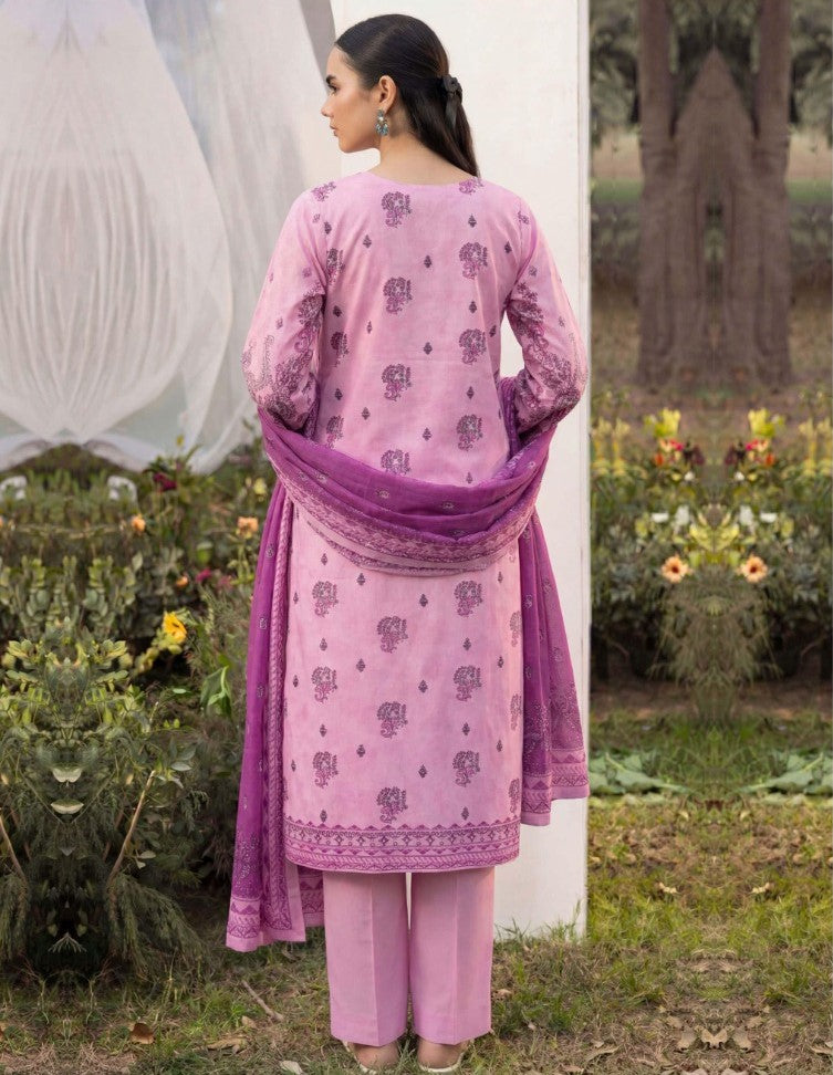 Elegant Pink & Purple 3 Piece Unstitched Lawn Suit – Premium Summer Collection with Dupatta