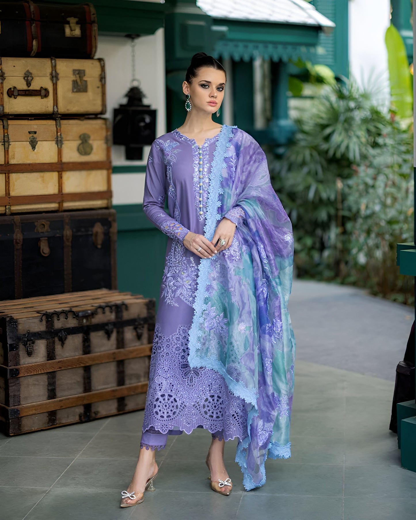 3PC- Unstitched Fully Embroidered Lawn Suit