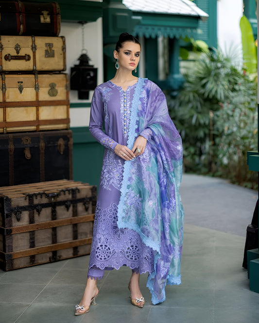 3PC- Unstitched Fully Embroidered Lawn Suit