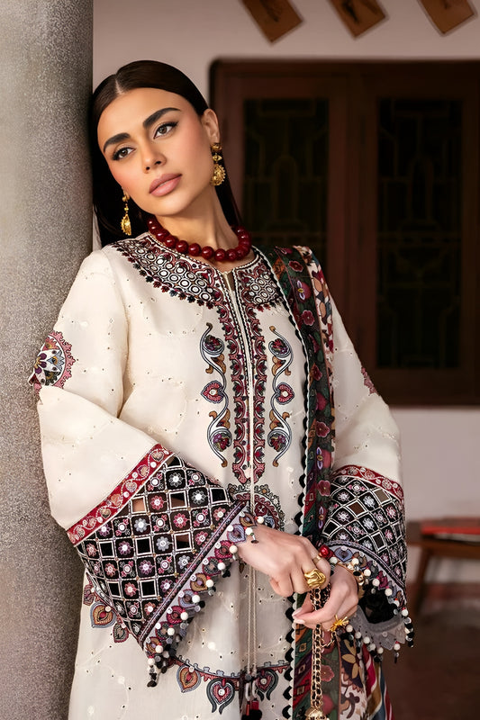 3PC- Unstitched Fully Embroidered Lawn Suit