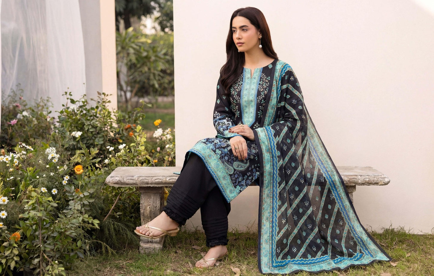Premium 3 Piece Unstitched Lawn Suit Collection – Elegant Ladies Wear with Dupatta