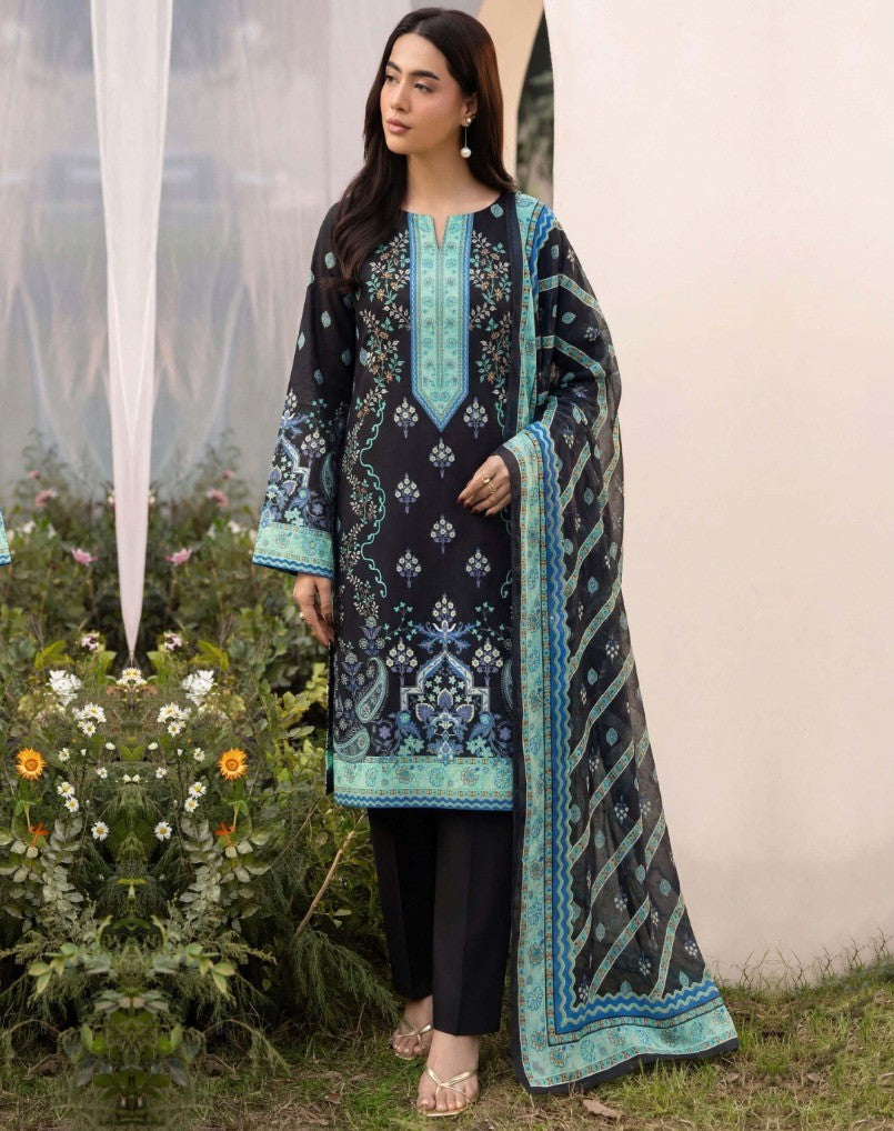 Premium 3 Piece Unstitched Lawn Suit Collection – Elegant Ladies Wear with Dupatta