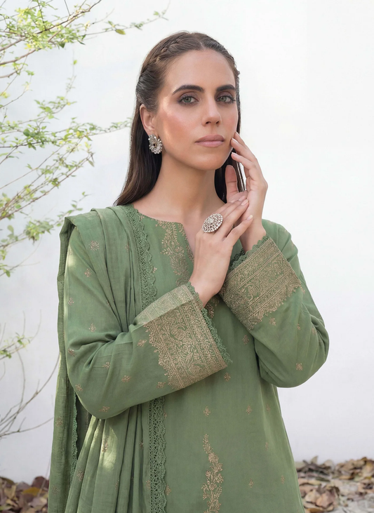 3PC UN-STITCHED JACQUARD LAWN