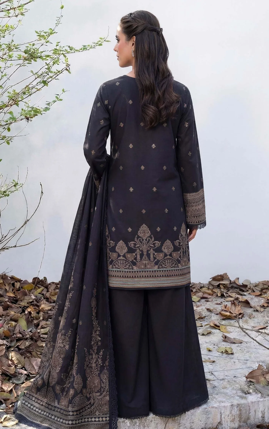 3PC UN-STITCHED JACQUARD LAWN