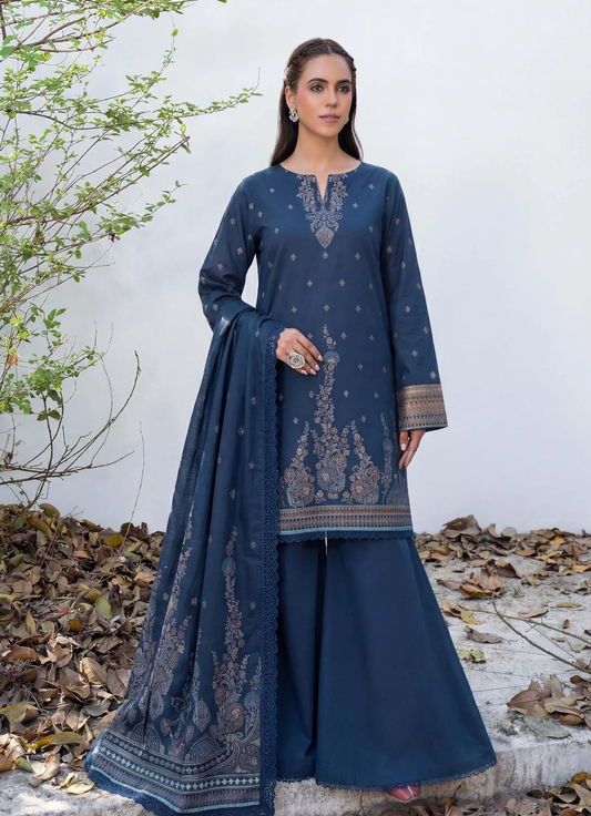 3PC UN-STITCHED JACQUARD LAWN