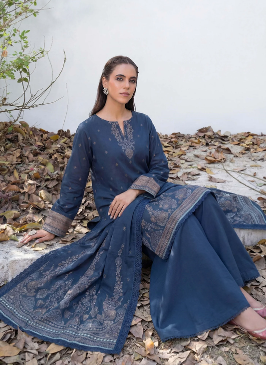 3PC UN-STITCHED JACQUARD LAWN