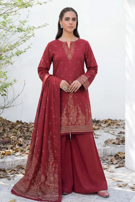 3PC UN-STITCHED JACQUARD LAWN